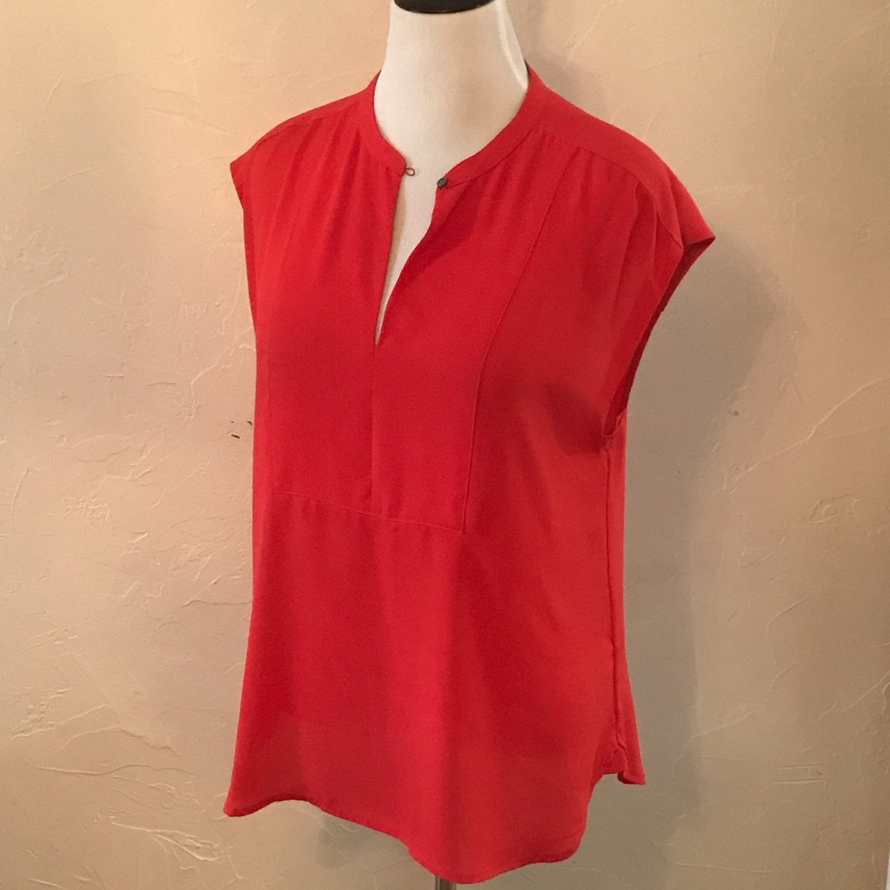 J. Crew Bold Red Cap Sleeve Blouse Large Tall